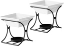 Cabilock 2Set Ceramic Butter Warmer: Fondue Pot Melting Hot Pot Square Bowl Set for Cheese Chocolate Butter Caramel