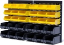 KJE 30PCS Wall Mounted Storage Bins, Plastic Tool Organizer for Garage Storage, Screws, Nuts, Bolts, Small Hardware Parts -Black, Yellow