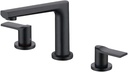 Bathroom Basin Faucet Brass Lavatory Sink Taps Dual Handle 3 Hole Hot and Cold Water Basin Mixer Taps Deck Mounted Wash Face Basin Bathtub Sink Faucet,Black (Color : Black)