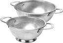 Premium Stainless Steel Colander for Kitchen, Food Strainer Basket with Handle and Solid Ring Base for Fruits Vegetables Rice and Pasta, Dishwasher Safe (3QT+5QT)