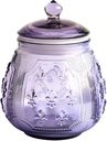 Vintage Relief Crystal Glass Candy Dish Snack Jar with Seal Lid, 21oz, Round, Flip Top, Eco-friendly Glass