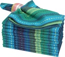 Homidate Cotton Cloth Dinner Napkins Set of 12 – 18x18 Teal Multi Salsa Stripe – Machine Washable Fabric Napkins for Weddings, Thanksgiving, Christmas & Everyday Dining
