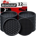 Non Slip Furniture Pads - 2" Anti Skid Caster Cups, 12PCS Round Furniture Coasters for Hardwood Floors, Anti Slide Furniture Cup Bed Couch Floor Protectors,Furniture Stoppers to Prevent Sliding(Black)