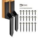 Heavy Duty Steel Fence Post Anchor - 4''x4'' Repair Kit, Black - Set of 2