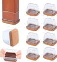 Ezprotekt 8 Pcs Rectangle Clear Silicone Chair Leg Floor Protectors, Rectangle Felt Furniture Pads Caps, Chair Leg Covers Cups for Chair Table Desk Sofa (Fit L :1.3-1.7", W: 0.9-1.2")