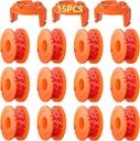 Eventronic 15 Pack WA0010 Replacement Trimmer Line Spool Compatible with Worx, 0.065 inch Trimmer Line Refills for Worx, Compatible with Worx String Trimmers (12 Line spools+3 Cap)