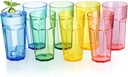 22oz Acrylic Glasses Drinkware, Octagonal Shatter-Proof Plastic Cups, Reusable Plastic Drinking Tumblers, Stackable, BPA-Free, Dishwasher-Safe (8, Multicolor)