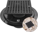 Uni-Green Matte Black 4 Inch Square Shower Drain with ABS Flange for 2 or 3 Inch Pipe - Low Profile 304 SS Shower Floor Drain Kit with Hair Carcher&CUPC - Strainer for Bathroom,Laundry Room