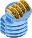 bangminda Silicone Taco Holder Plates Set of 5,Taco Holder with 4-Shell Slots,Reusable 9.76" Soft Taco Shells Holder, Taco Serving Plates, Dishwasher & Microwave Safe