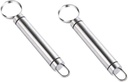 2pcs Corer Fruit Cutters Peach Pitting Spoon Kitchen Gadgets Pineapple Juicer Multiple Mango Core Peeler Fruits Jalapeno Dicer Tool to Pit Peaches Tomato Nut Stainless Steel Silver
