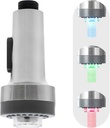 Kitchen Faucet Pull Down Spray Head with LED Lights ，3-Function Sink Spray Nozzle ，Fit for Kitchen Sink Faucet ，Pull-Down Spring Single Handle Stainless Steel faucets(Brushed Nickel)