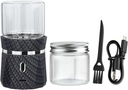 Unique Electric Herb Grinder, Small Spice Grinder Electric herb Grinders Mini Size 2x3.5inches with 2pcs 1.7oz/50ml Glass Jar Herb Jar Portable Grinders Rechargeable Automatic herb Grinder