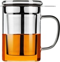 PARACITY Tea Cup, Borosilicate Clear Tea Mug with Removable Stainless Steel Infuser and Lid, Tea Cup 15oz/450ml Stove Safe, Glass Teas Cups for Loose Tea, Gift for Family and Friends