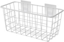 Hanging Wall Basket Storage White Small Storage Basket with Sticky Hooks for Kitchen Bathroom