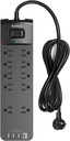 Power Strip - Addtam Surge Protector with 10 Outlets and 4 USB Ports, 6 Feet Extension Cord with Flat Plug, 2700 Joules, ETL Listed, Black