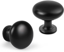 Black Drawer Knobs 12 Pack, Round Cabinet Door Knobs, Solid Dresser Knobs Single Hole, Zinc Alloy, 1-1/5 Inch