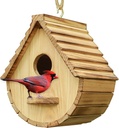 STARSWR Bird House for Outside,Bird Houses Outdoor, Natural Wooden Bird House Clearance Bluebird Finch Cardinals Hanging Birdhouse for Garden Viewing