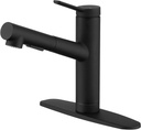 CREA Kitchen Bar faucets,Black Kitchen Sink Faucet Pull Out Sprayer Utility Small Prep Wet Bar Single Handle Hole,Commercial Modern rv Sink Low Arc Faucet Outdoor Laundry