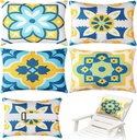 Juexica 4 Pack Chaise Lounge Headrest Pillow, Decorative Outdoor Patio Neck Headrest Pillow with Adjustable Elastic Strap and Insert, Waterproof, for Pool Recliner, Beach Chair(White,Floral)