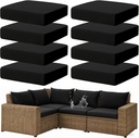 8Pcs Outdoor Cushion Cover Waterproof Stretch Cushion Covers Washable Reusable Replacement Cushions Slipcovers for Patio Furniture Outdoor Sofa(Black)