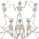 6PCS Halloween Skeleton Decorations Indoor Outdoor - 16" Full Skull Body with Movable Joint Skeleton for Halloween Indoor Outdoor Party Decor Spooky Scary Yard Lawn Garden Patio Haunted House