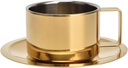 flexman Coffee Cup Set, Gold Fashionable Wearable Stainless Steel Coffee Cup and Saucer for Home Espresso, Cappuccino, Latte, Mocha Coffee