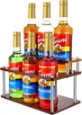 Coffee Syrup Organizer Rack,2-Tier Coffee Syrup Stand Holder for Coffee Station Countertop,6 Bottles Storage Display Shelves for Wine, Dressing Cocktail in Coffee Bar