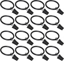 16 Pack Curtain Rings with Clips, Window Clip Rings Black Curtain Hooks Hangers Clip Rings for Hanging Drapery Drapes Bows, Small 1.26 Inch in Diameter, Fits up to 1" Rod