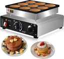 Mini Pancakes Maker Machine, Dutch Mini Pancake Griddle, 9 Holes 76mm Diameter ， Electric Poffertjes Pan, Ideal for Breakfast, Snacks, Desserts & More