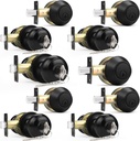 Probrico (5 Pack) Entry Door Knobs Keyed Alike with Single Cylinder Deadbolt Combination, Flat Black