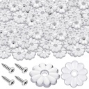 100 Pack Rosette Washers with Screws, Mobile Home/Rv Ceiling White Rosette Buttons, Diameter 1-1/8 Inch Decorative Washers (Clear)