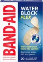 Band-Aid Brand Water Block Flex 100% Waterproof Adhesive Bandages for First-Aid Wound Care of Minor Cuts, Scrapes & Wounds, Ultra-Flexible Design, Sterile, All One Size, 20 ct