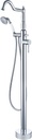 Free Standing Tub Faucet Chrome, Freestanding Bathtub Faucet Tub Filler Stylish Brass Stand Alone Clawfoot Tub faucet Soaking Tub Fillers Floor Mount Tub Filler with Rotate Handheld Shower