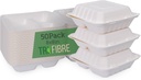 White Disposable Food Containers with Lids, To Go Clamshell, Take Out Boxes for Delivery, Cakes, Desserts, Party Favors, Events, 8x8, 50 Pack