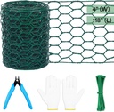 Floral Chicken Wire for Craft,4 x 118 Inch Lightweight Galvanized Hexagonal Chicken Wire Netting, 2mm Thickness Chicken Wire Fence for Garden Poultry, Chicken Wire Mesh with Gloves, Wire Ties, Plier