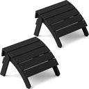 YEFU Adirondack Ottoman Set of 2, Patio Foot Rest, Adirondack Foot Rest, Folding Adirondack Footstool, Weather Resistant for Adirondack Chair, Widely Used for Outdoor, Porch, Backyard, Fire Pits-Black