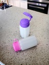 Handy Housewares Spill-Proof Flip-Lid Mini Salt & Pepper Shakers | Compact Durable Plastic Travel Spice Dispenser Set for Lunch Bags, Camping & Outdoor Cooking | Pink and Purple (1 Pair)