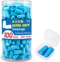 AZEN 100 Pairs Ear Plugs Bulk, NRR 32dB Soft Foam Ear Plugs for Sleeping Noise Cancelling, Earplugs for Concerts Shooting Swimming Noise Reduction (Lake Blue)