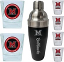 R and R Imports Miami University of Ohio Officially Licensed Collegiate Barware Set – 7-Piece Cocktail & Whiskey Glass Gift Pack