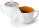 Ceramic Soup Bowls with Vented Lid, 32 Ounce Soup Mug with Handle, 2packs 5 inch Jumbo Soup Cups, Wide Large Cereal Bowl for Oatmeal, Gumbo Salad, Microwave Oven Safe (Maple Brown Inside)