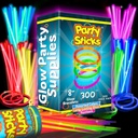 Party Sticks Glow Sticks Jewelry Bulk Party Favors 300pk and Connectors - 8" Glow in the Dark Party Supplies, Neon Party Glow Necklaces and Glow Bracelets for Kids and Adults