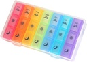 Weekly Pill Organizer,3-Times-A-Day 7 Day Pill Box Large Compartments Moisture-Proof Pill Case Medication Reminder Portable Travel Container for Vitamins Fish Oil Compartments Supplements
