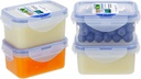 KIGI 4 PACK 6OZ Plastic Small Containers with Lid Portion Control Mini Bento Box Leaf-proof To-go Container Salad