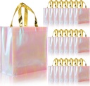 Lyellfe 20 Pieces Glossy Reusable Grocery Bag, Pink Non Woven Tote Bags with Handles, Fashionable Bridesmaid Gift Bag, Durable Shopping Bags for Wedding, Bachelorette Birthday Party