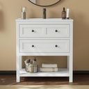 30 Inch Bathroom Vanity with Sink,Modern Bathroom Single Sink Vanity, Bathroom Storage Cabinet with Drawers& Storage Shelf, Solid Surface Solid Surface Composite Top, White