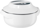 Oggi White 1.5qt Microwaveable Insulated Serving Bowl - Double Wall Food Container with Stainless Steel Liner, Great for Picnics & Parties