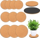 10 Pieces 3 Sizes Cork Plant Coasters, 4/6/8 Inch Cork Plant Mats, Cork Coaster for Planters, Plant Coasters for House Plants Indoors (Nude & Black)
