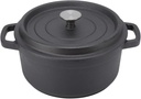 24cm Uncoated Cast Iron Dutch Oven Dual Handle Cast Iron Slow Cooker Pot Cast Iron Soup Pot Round Flat Bottom Cast Iron Stew Pot