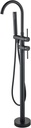 Senlesen Freestanding Tub Filler Bathtub Faucet Matte Black Floor Mounted Brass Faucets Single Handle with Hand Shower