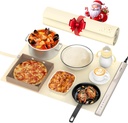 VTAR Electric Food Warming Mat Tray Warmer for Party Buffet Servers, Dual-Zone Heating with Independent Temperature Control, Hot Logic Heating Heater, Full Surface Keep Warm - Cream